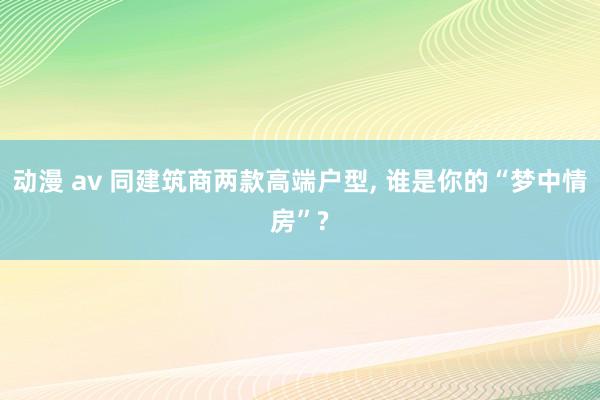 动漫 av 同建筑商两款高端户型, 谁是你的“梦中情房”?
