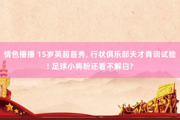 情色播播 15岁英超首秀, 行状俱乐部天才青训试验! 足球小将粉还看不解白?