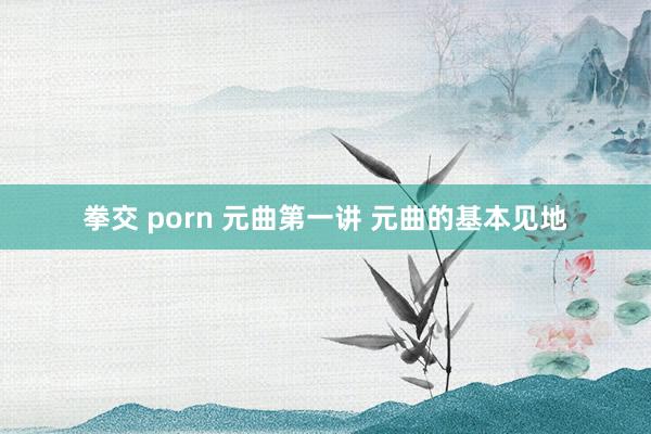 拳交 porn 元曲第一讲 元曲的基本见地